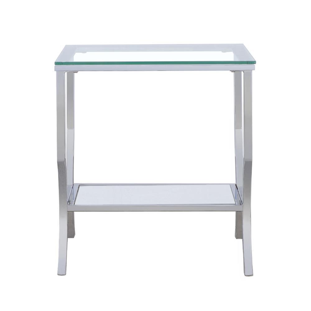 Saide Chrome Square End Table with Mirrored Shelf by Coaster at Eve Furniture