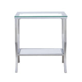 Saide Chrome Square End Table with Mirrored Shelf by Coaster at Eve Furniture