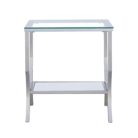 Saide Chrome Square End Table with Mirrored Shelf by Coaster at Eve Furniture