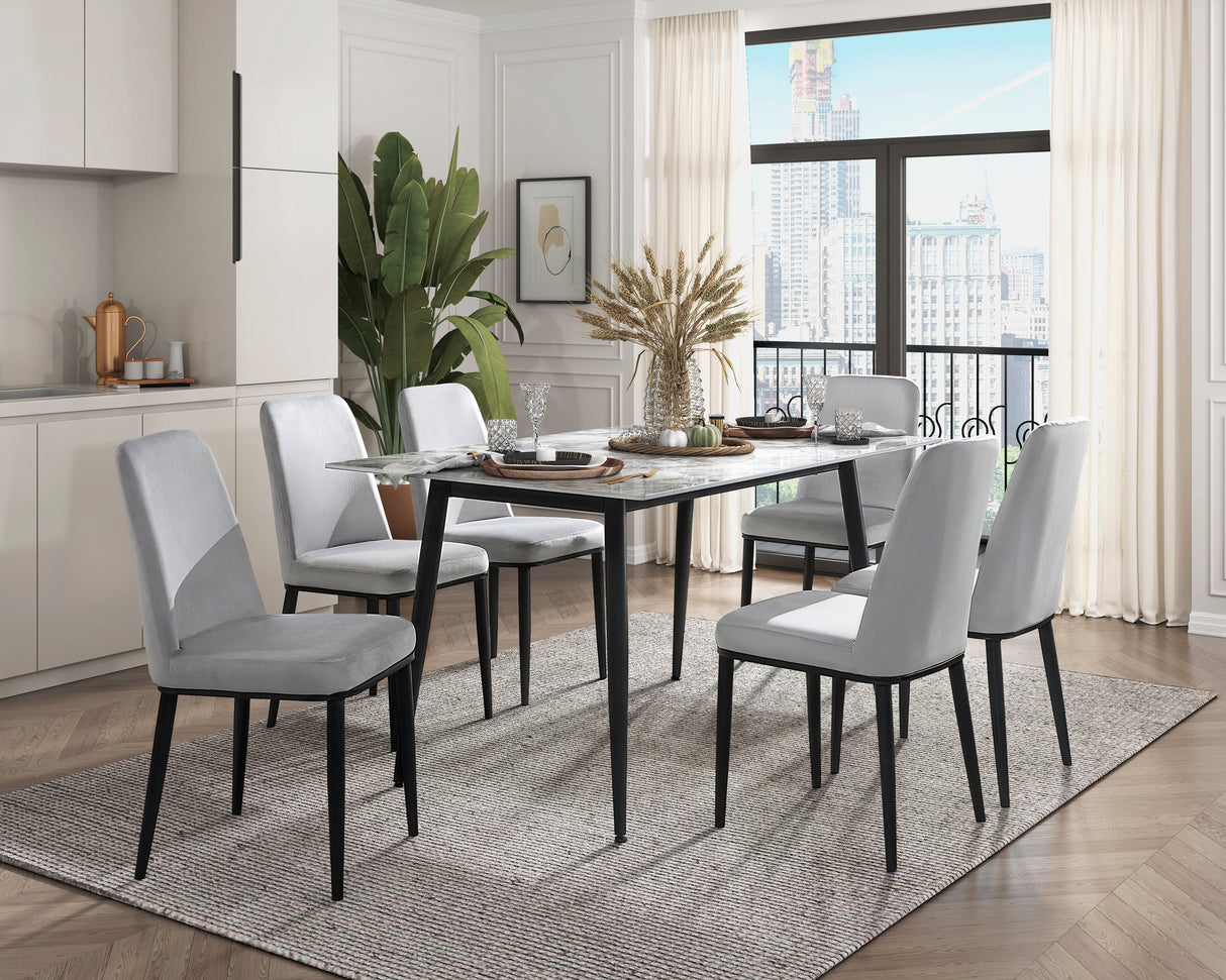 Salerno Beige/Black Faux Marble-Top Dining Table by Homelegance at Eve Furniture