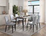 Salerno Beige/Black Faux Marble-Top Dining Table by Homelegance at Eve Furniture