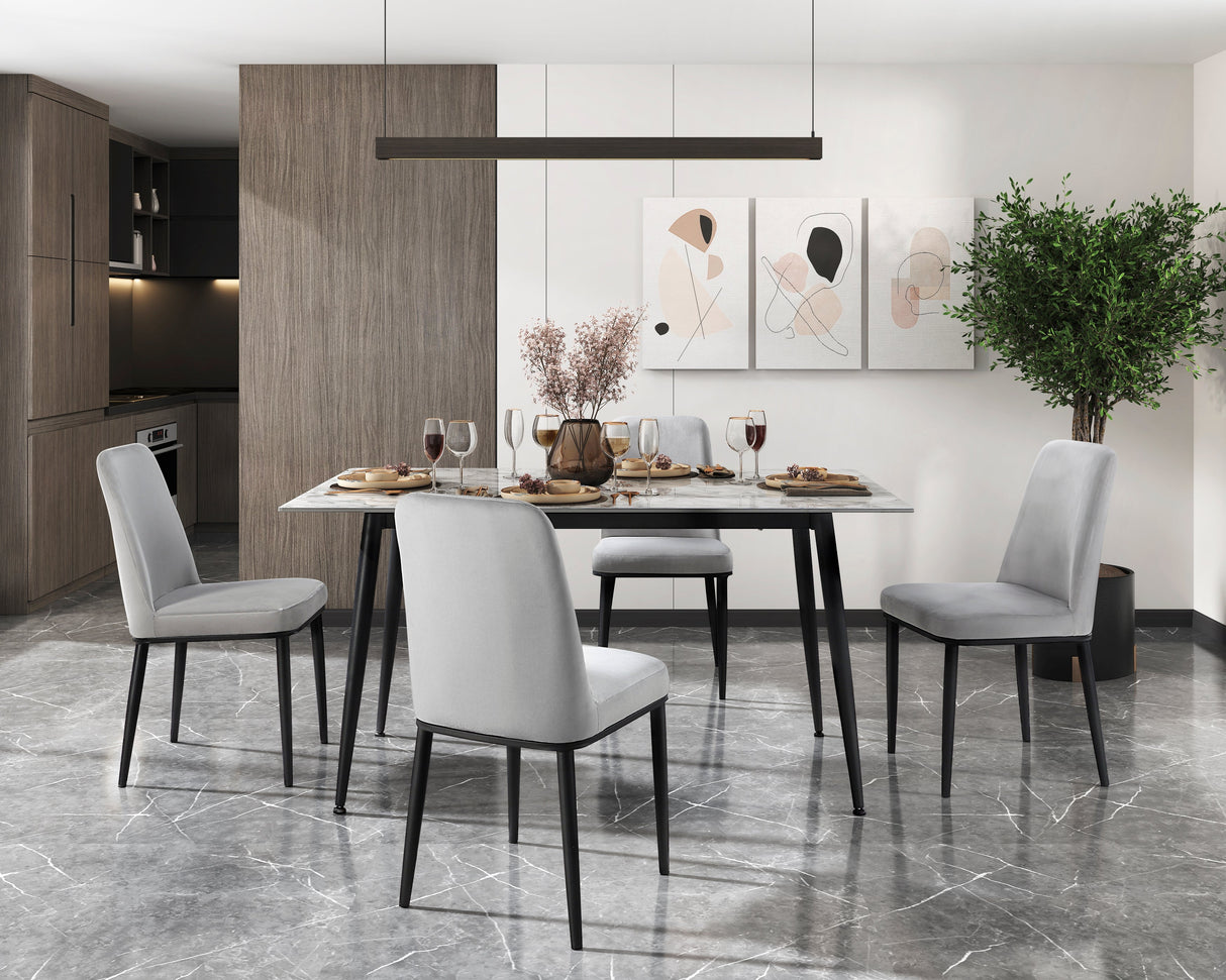 Salerno Beige/Black Faux Marble-Top Dining Table by Homelegance at Eve Furniture
