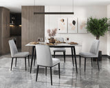 Salerno Beige/Black Faux Marble-Top Dining Table by Homelegance at Eve Furniture