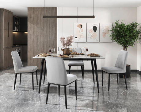 Salerno Beige/Black Faux Marble-Top Dining Table by Homelegance at Eve Furniture