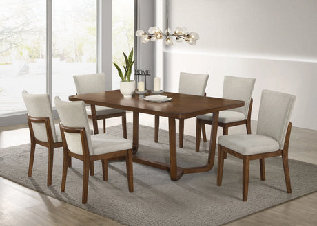 Salerno Beige and Brown Dining Set by Crown Mark at Eve Furniture