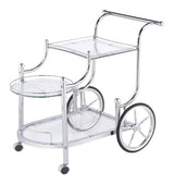 Sarandon Chrome and Clear 3-Tier Serving Cart by Coaster at Eve Furniture