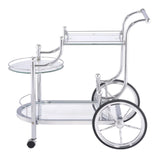 Sarandon Chrome and Clear 3-Tier Serving Cart by Coaster at Eve Furniture