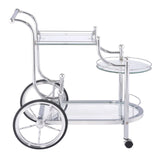 Sarandon Chrome and Clear 3-Tier Serving Cart by Coaster at Eve Furniture