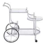 Sarandon Chrome and Clear 3-Tier Serving Cart by Coaster at Eve Furniture