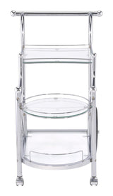Sarandon Chrome and Clear 3-Tier Serving Cart by Coaster at Eve Furniture