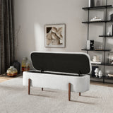Sarna Ivory Boucle Storage Bench by Ashcroft Imports at Eve Furniture
