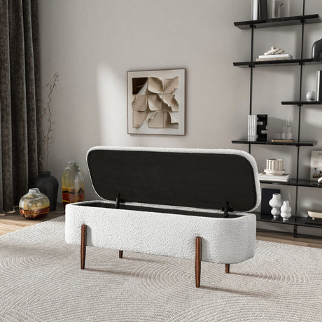 Sarna Ivory Boucle Storage Bench by Ashcroft Imports at Eve Furniture