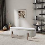 Sarna Ivory Boucle Storage Bench by Ashcroft Imports at Eve Furniture