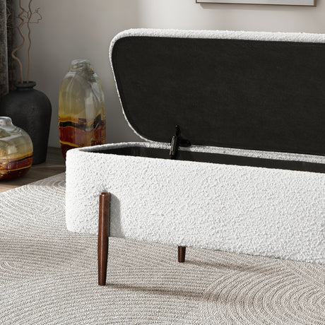Sarna Ivory Boucle Storage Bench by Ashcroft Imports at Eve Furniture
