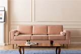 Troya Melon Velvet Sofa With Reversible Cushions