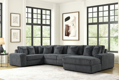 Season Charcoal 5-Piece Oversized Right Arm Facing (RAF) Sectional by Happy Homes at Eve Furniture