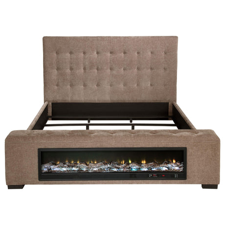 Senna Upholstered California King Audio Fireplace Bed Brown by Coaster at Eve Furniture
