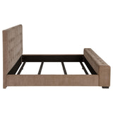 Senna Upholstered California King Audio Fireplace Bed Brown by Coaster at Eve Furniture