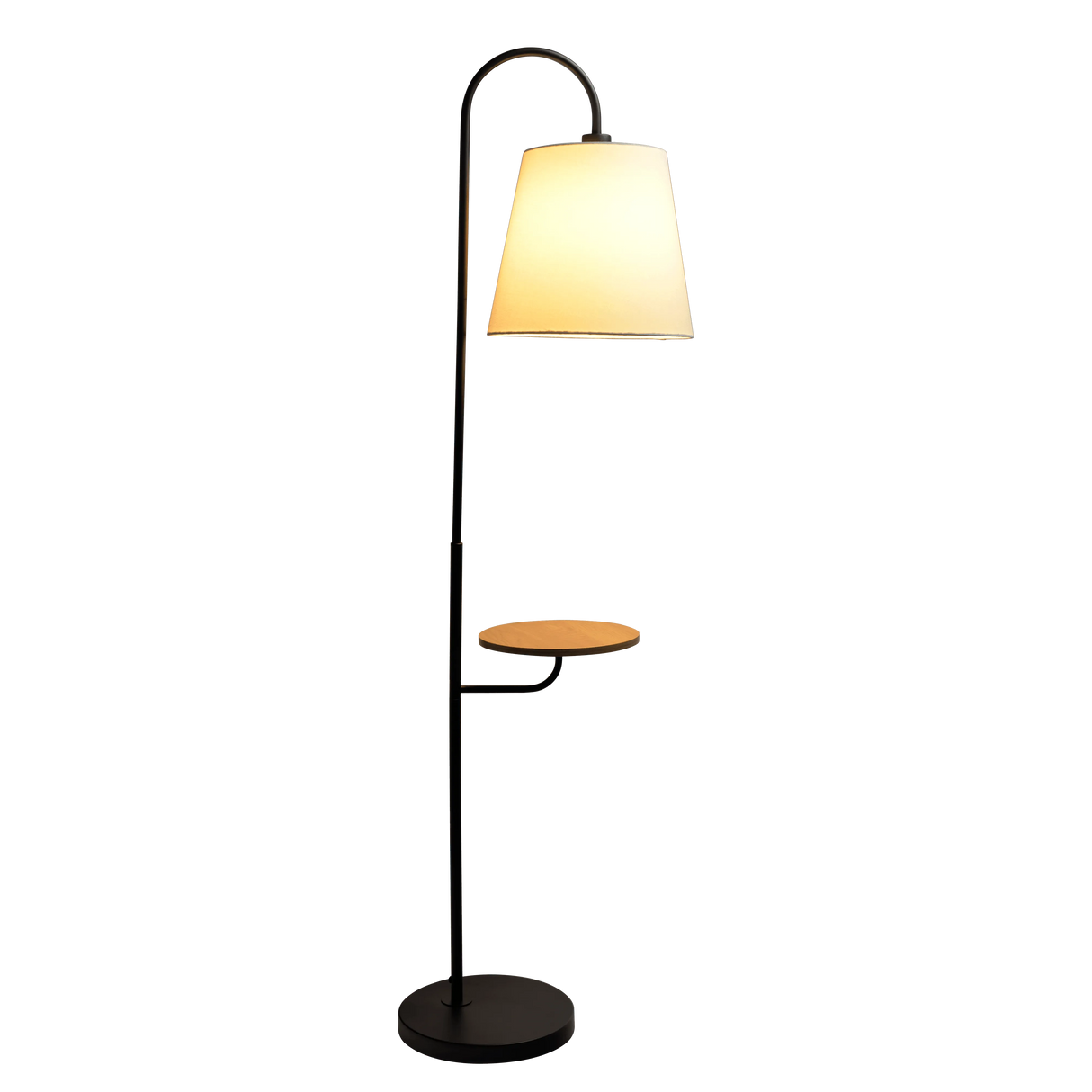 Seoul Black Floor Lamp with Rotary Switch Wood Table Metal Base by Ashcroft Furniture at Eve Furniture