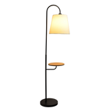 Seoul Black Floor Lamp with Rotary Switch Wood Table Metal Base by Ashcroft Furniture at Eve Furniture