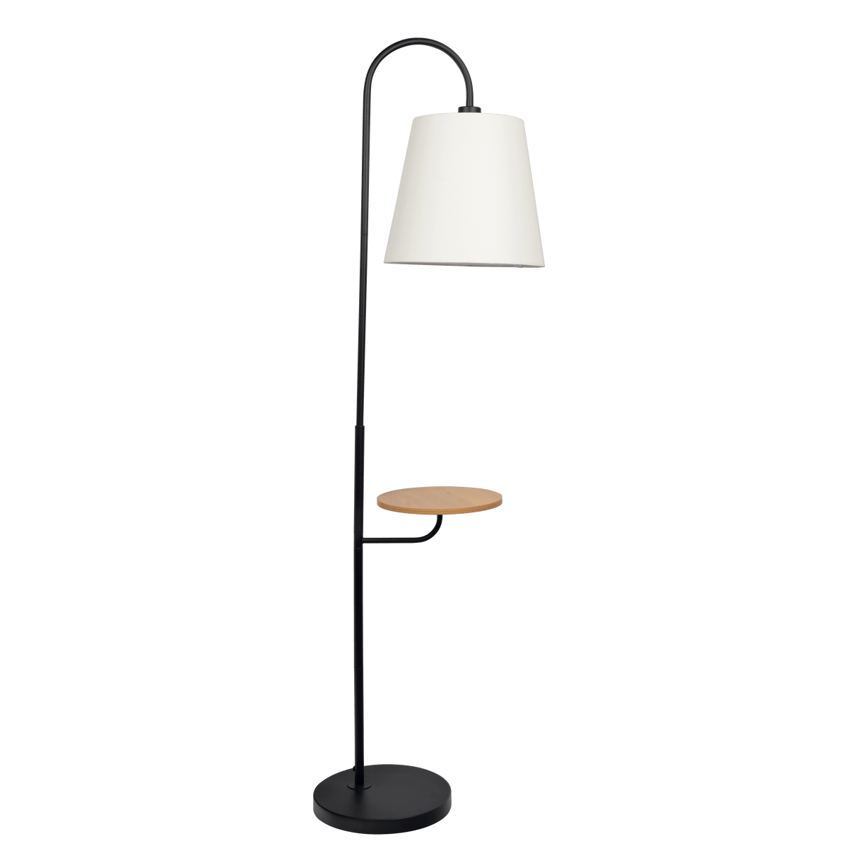 Seoul Black Floor Lamp with Rotary Switch Wood Table Metal Base by Ashcroft Imports at Eve Furniture