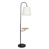 Seoul Black Floor Lamp with Rotary Switch Wood Table Metal Base by Ashcroft Imports at Eve Furniture