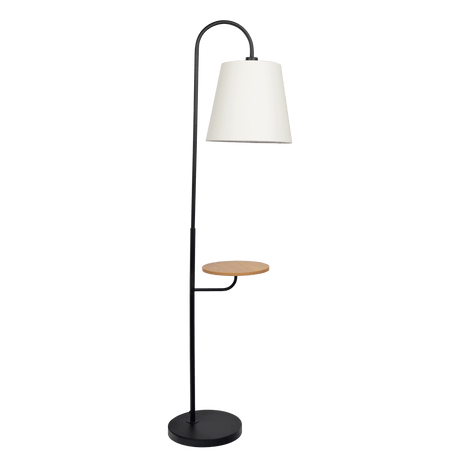 Seoul Black Floor Lamp with Rotary Switch Wood Table Metal Base by Ashcroft Imports at Eve Furniture