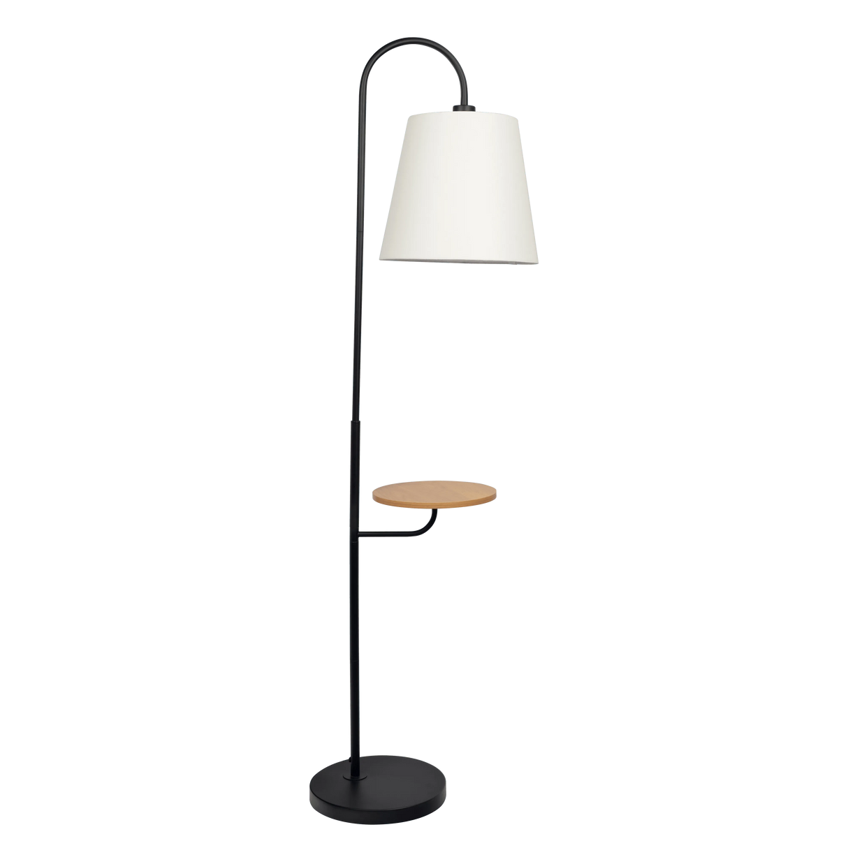 Seoul Black Floor Lamp with Rotary Switch Wood Table Metal Base by Ashcroft Furniture at Eve Furniture
