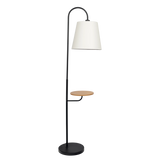 Seoul Black Floor Lamp with Rotary Switch Wood Table Metal Base by Ashcroft Furniture at Eve Furniture