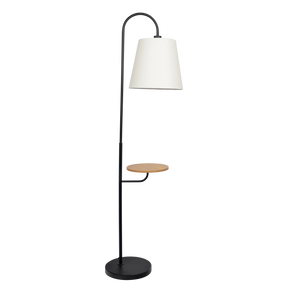 Seoul Black Floor Lamp with Rotary Switch Wood Table Metal Base by Ashcroft Furniture at Eve Furniture