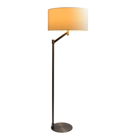 Serene Brushed Nickel Floor Lamp with Rotary Switch Metal Base White Linen Shade by Ashcroft Imports at Eve Furniture
