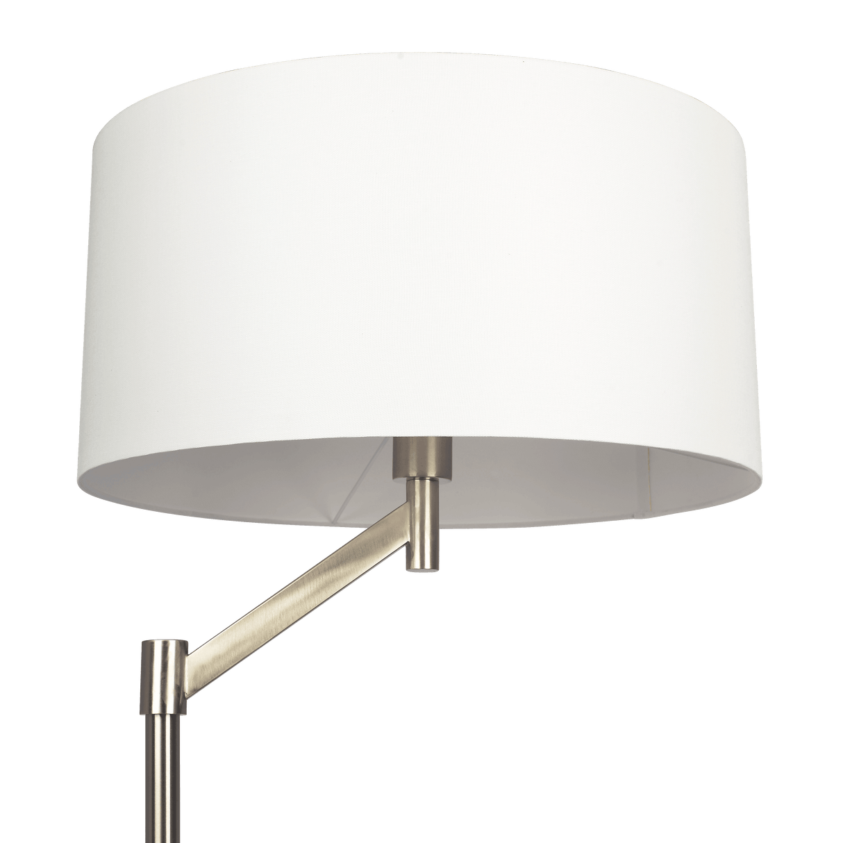 Serene Brushed Nickel Floor Lamp with Rotary Switch Metal Base White Linen Shade by Ashcroft Imports at Eve Furniture