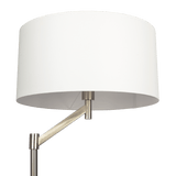 Serene Brushed Nickel Floor Lamp with Rotary Switch Metal Base White Linen Shade by Ashcroft Imports at Eve Furniture