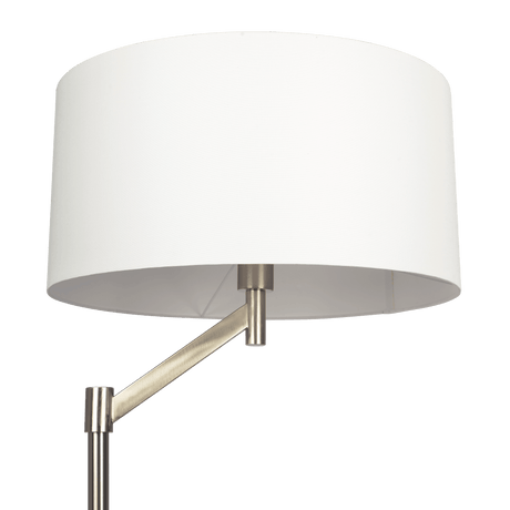 Serene Brushed Nickel Floor Lamp with Rotary Switch Metal Base White Linen Shade by Ashcroft Imports at Eve Furniture
