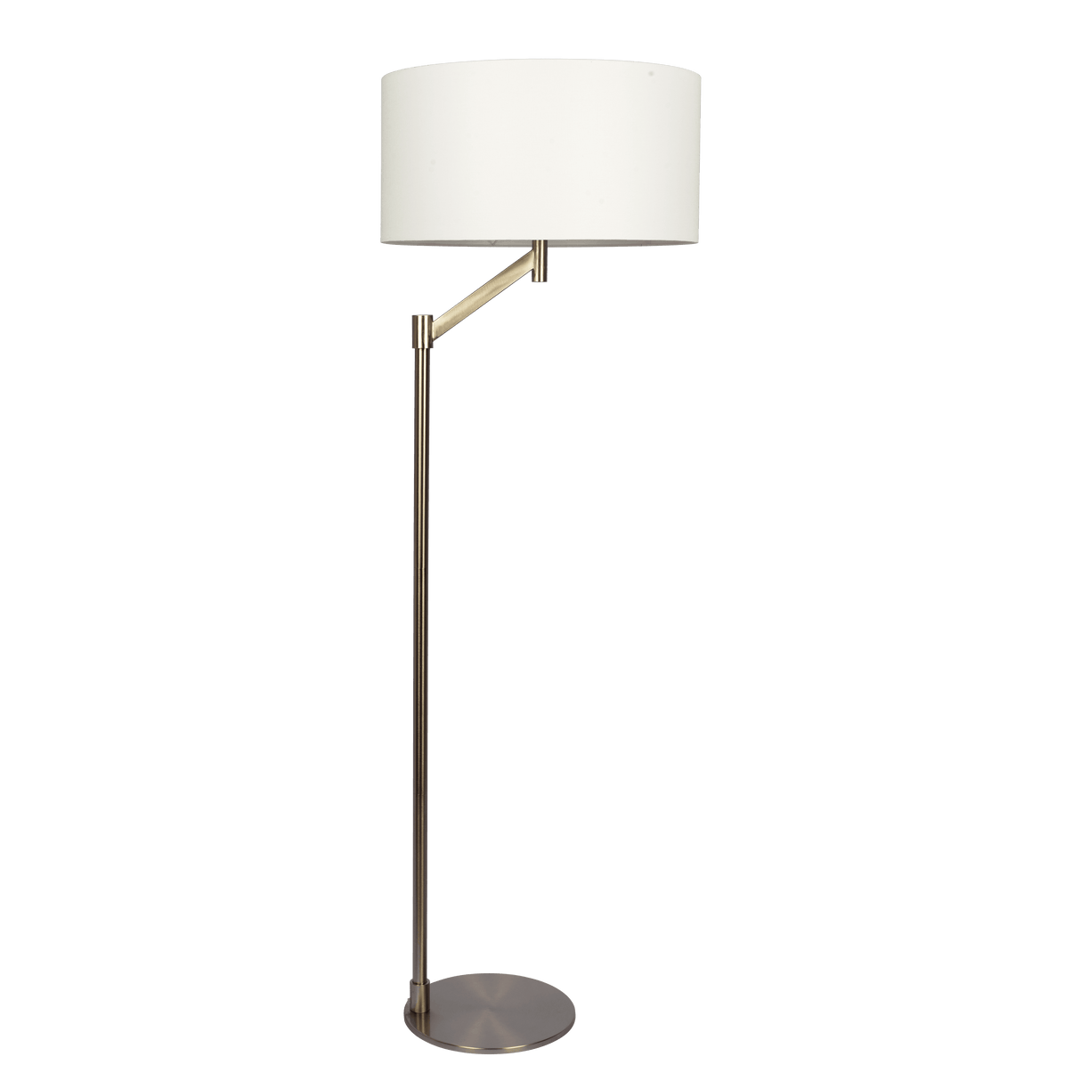 Serene Brushed Nickel Floor Lamp with Rotary Switch Metal Base White Linen Shade by Ashcroft Imports at Eve Furniture