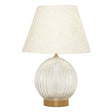 Serenity Round Ribbed Glass Lamp Base Clear Table Lamp Large Linen Shade by Ashcroft Imports at Eve Furniture