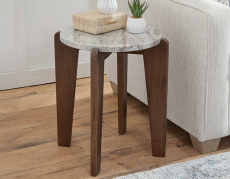 Shavon Toronto Brown 3-Piece Solid Marble Table Set by Steve Silver at Eve Furniture