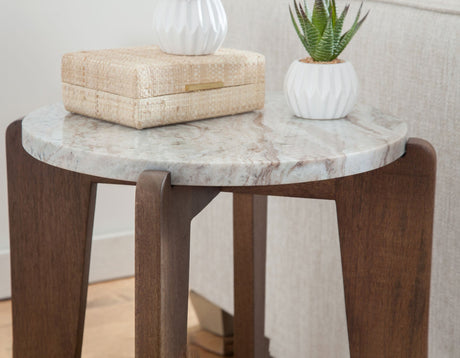 Shavon Toronto Brown 3-Piece Solid Marble Table Set by Steve Silver at Eve Furniture