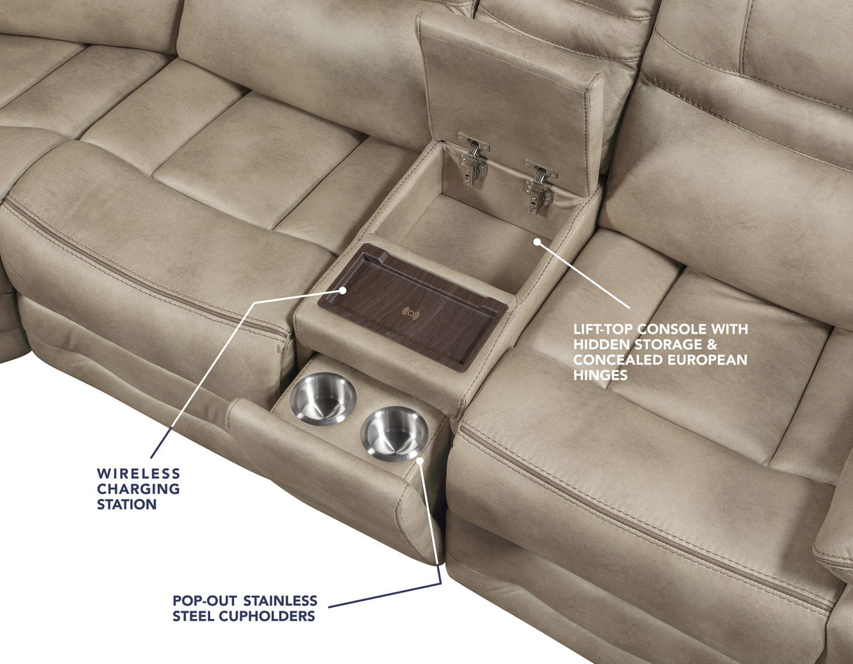 Shelton Brown 3-Piece Manual Reclining Sectional by Steve Silver at Eve Furniture