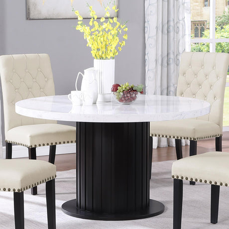 Sherry Rustic Espresso/White Round Dining Table by Coaster at Eve Furniture