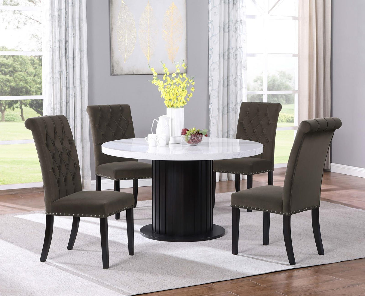 Sherry Rustic Espresso/White Round Dining Table by Coaster at Eve Furniture