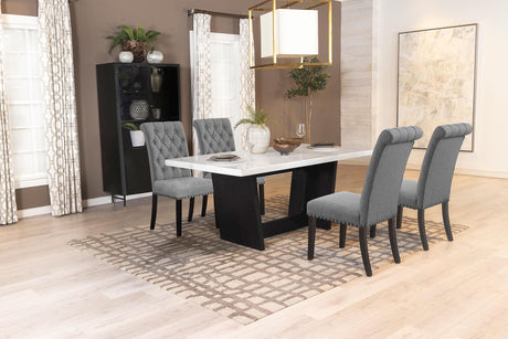 Sherry Gray 5-Piece Rectangular Marble Top Dining Table Set by Coaster at Eve Furniture