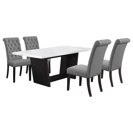 Sherry Gray 5-Piece Rectangular Marble Top Dining Table Set by Coaster at Eve Furniture