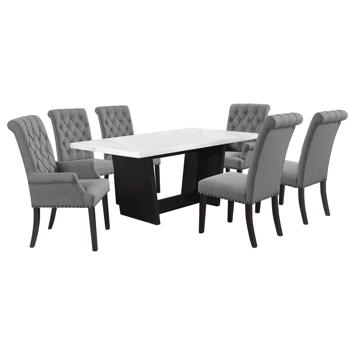 Sherry Gray 7-Piece Rectangular Marble Top Dining Table Set by Coaster at Eve Furniture