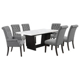 Sherry Gray 7-Piece Rectangular Marble Top Dining Table Set by Coaster at Eve Furniture