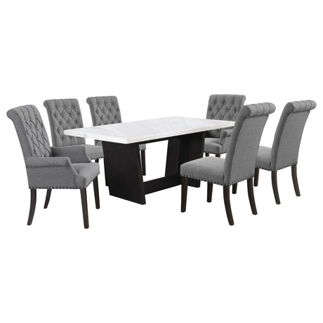Sherry Gray 7-Piece Rectangular Marble Top Dining Table Set by Coaster at Eve Furniture