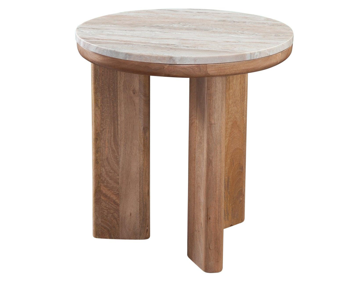 Sidney 22″ Round Toronto Brown Marble Top End Table by Steve Silver at Eve Furniture