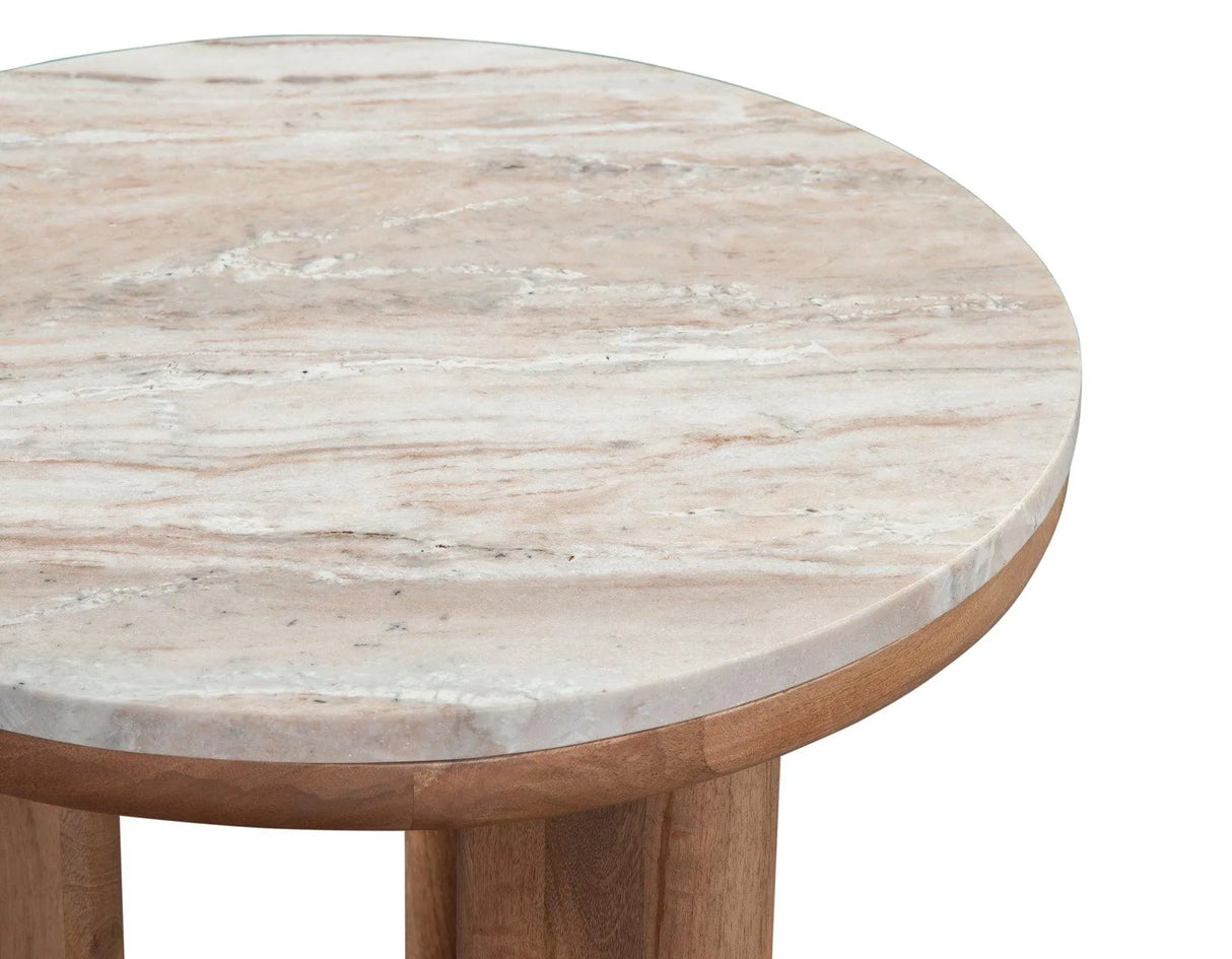 Sidney 22″ Round Toronto Brown Marble Top End Table by Steve Silver at Eve Furniture