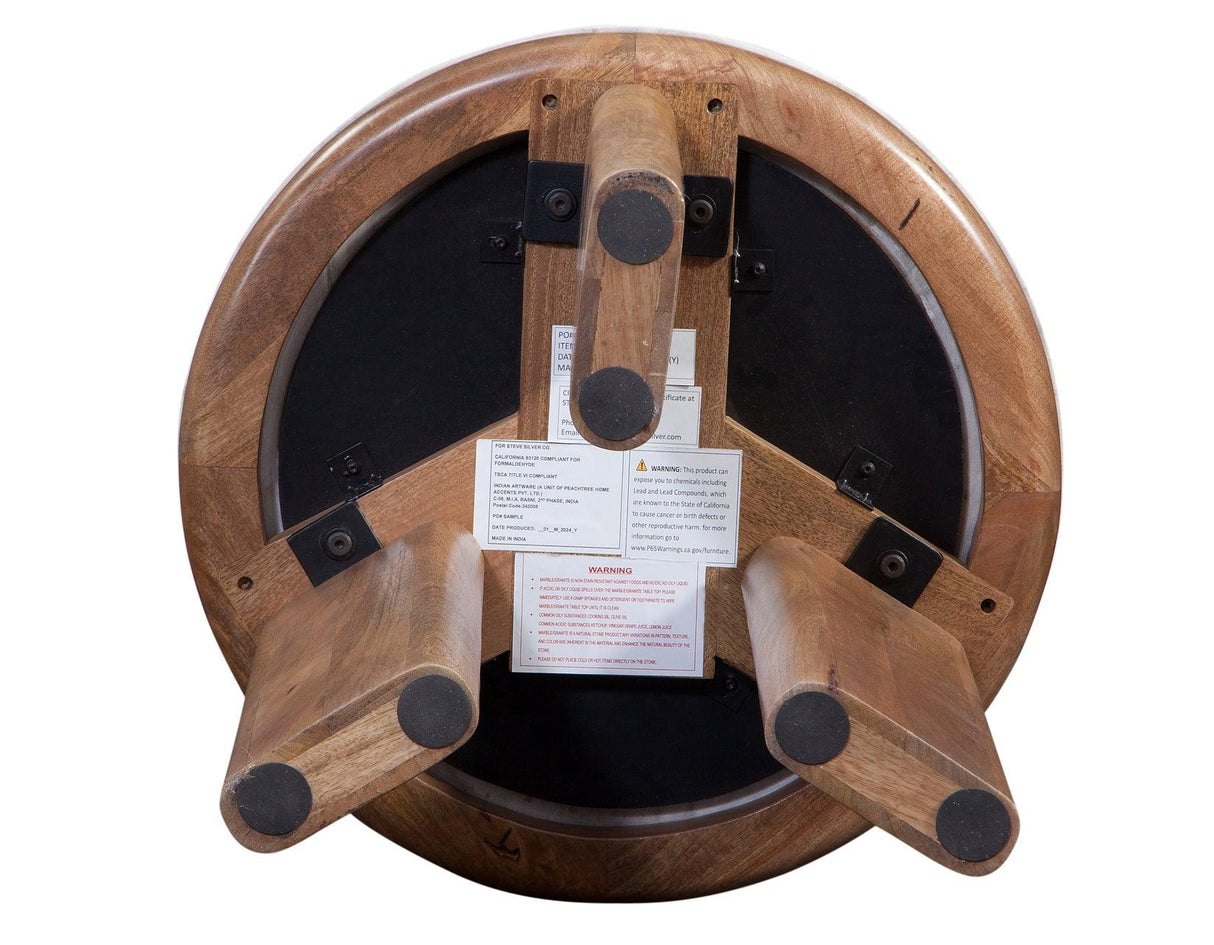 Sidney 22″ Round Toronto Brown Marble Top End Table by Steve Silver at Eve Furniture