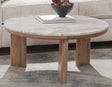 Sidney 36″ Round Brown Marble Top Coffee Table by Steve Silver at Eve Furniture
